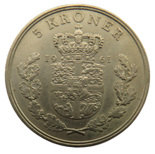 Load image into Gallery viewer, 1961 Denmark 5 Kroner Coin
