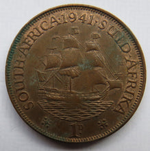 Load image into Gallery viewer, 1941 King George VI South Africa One Penny Coin
