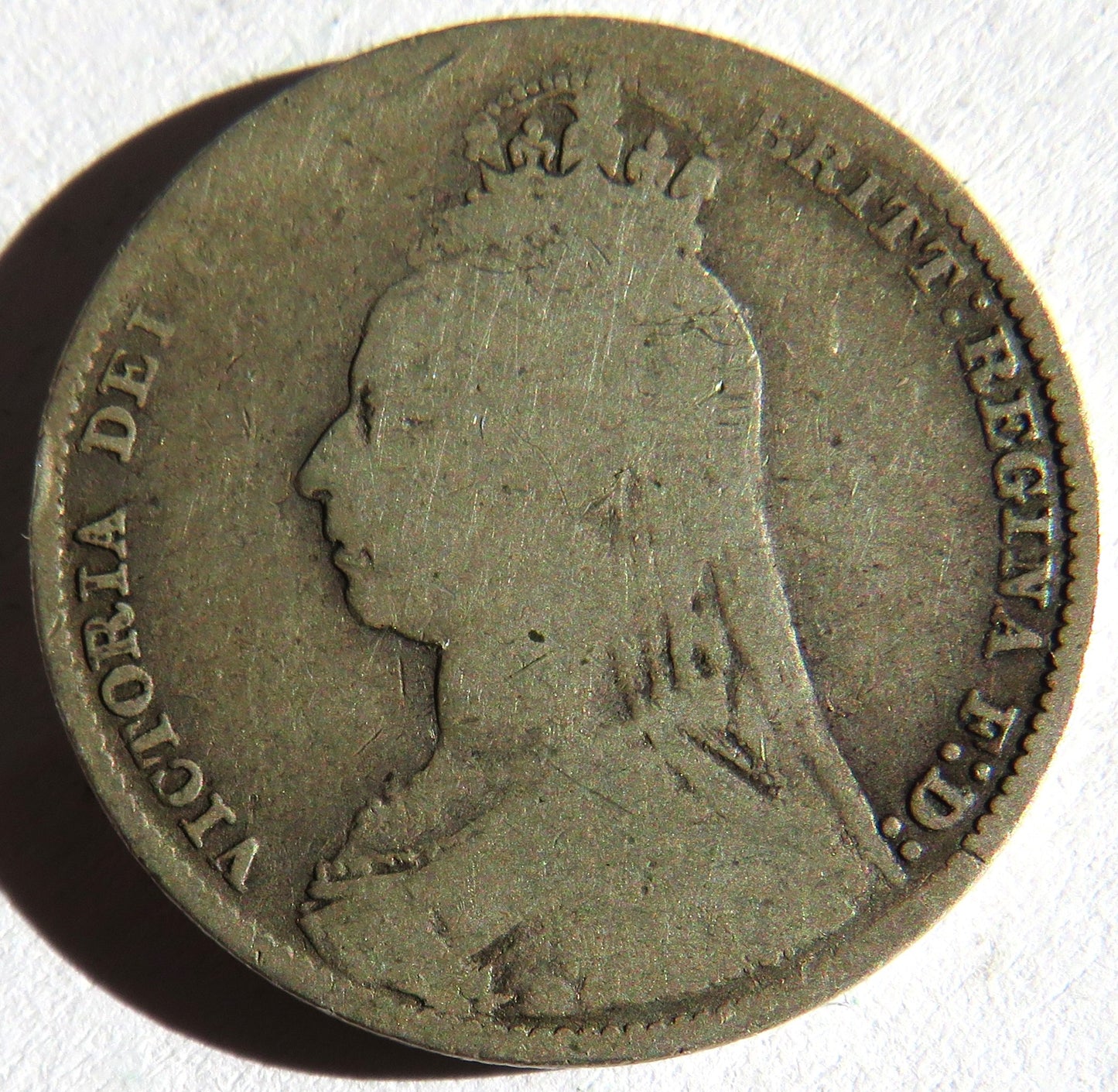 1892 Queen Victoria Jubilee Head Silver Shilling Coin - Great Britain