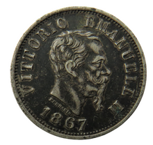 Load image into Gallery viewer, 1867-M Italy Silver 50 Centesimi Coin
