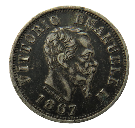 1867-M Italy Silver 50 Centesimi Coin