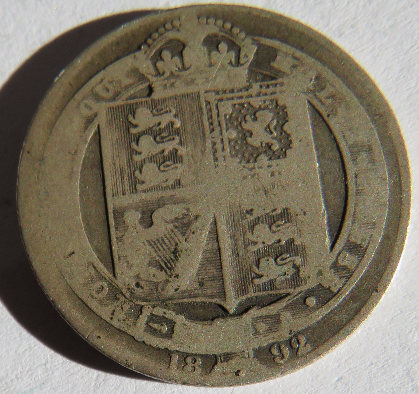 1892 Queen Victoria Jubilee Head Silver Shilling Coin - Great Britain