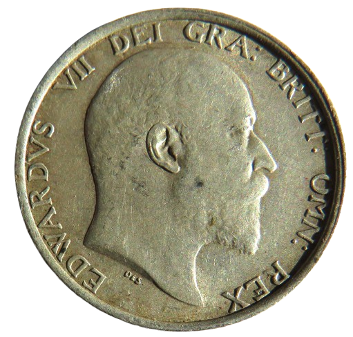 1910 King Edward VII Silver Shilling Coin - Great Britain