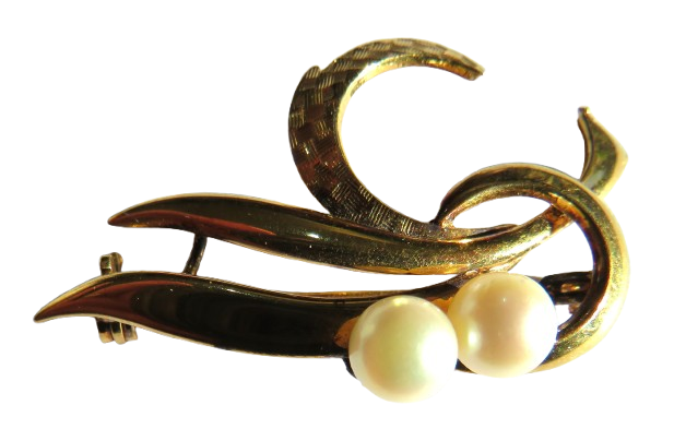 Ladies Gold Plated Sterling Silver & Pearl Brooch