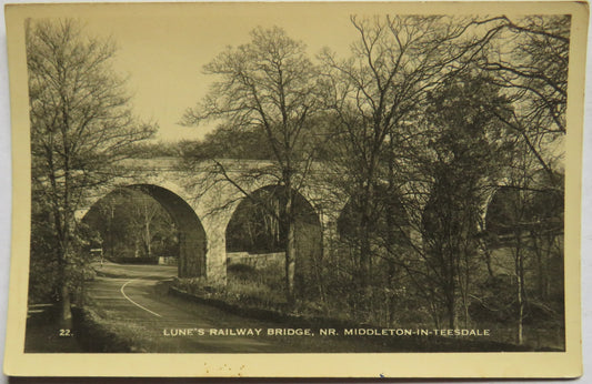 Vintage Postcard of Lune's Railway Bridge, Nr. Middleton-In-Teesdale