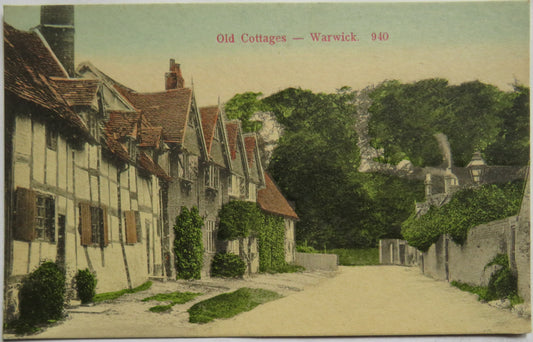 Vintage Postcard of Old Cottages - Warwick