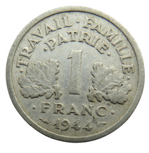 Load image into Gallery viewer, 1944 France 1 One Franc Coin
