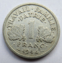 Load image into Gallery viewer, 1944 France 1 One Franc Coin
