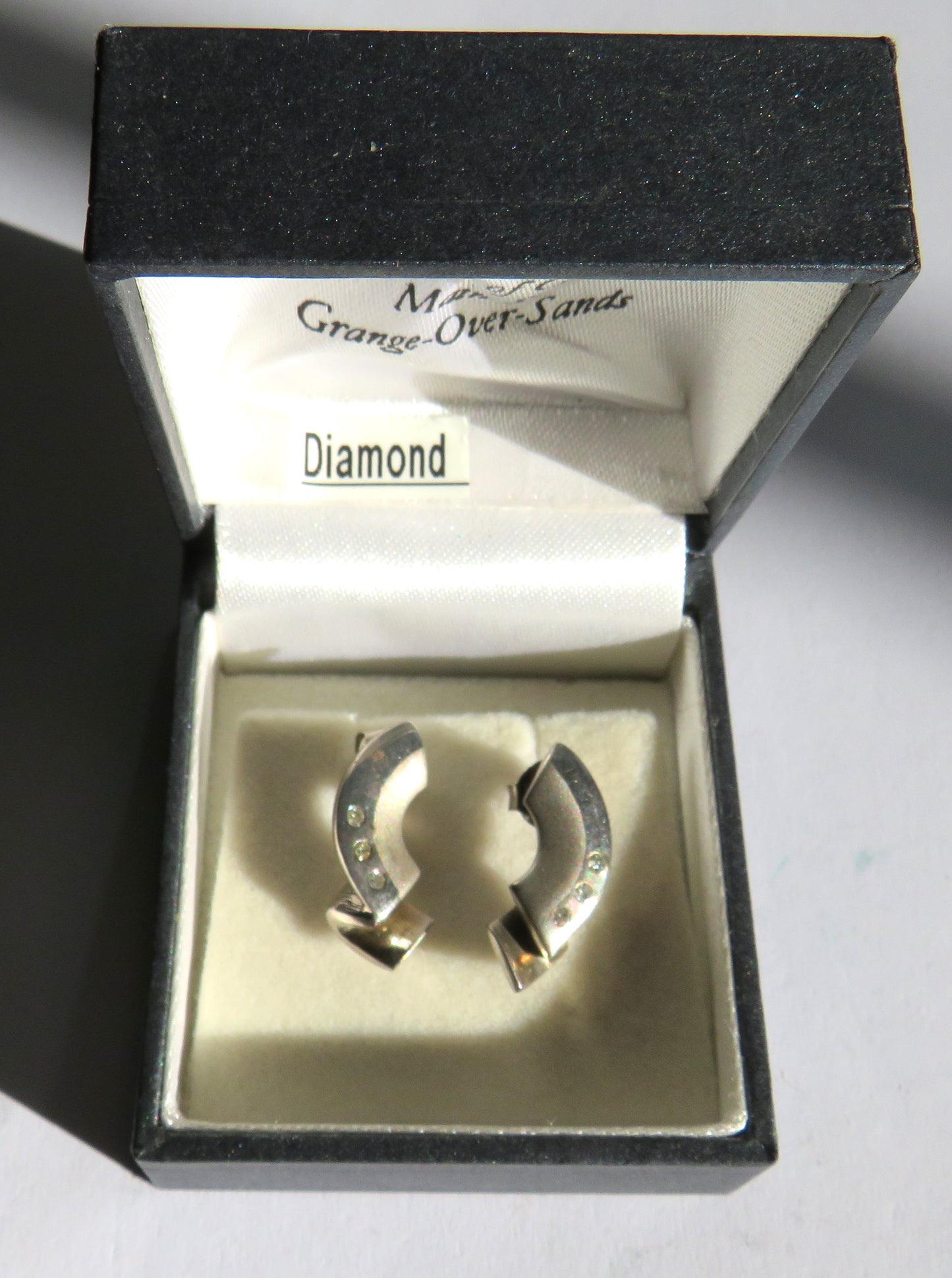 Stylish Ladies Sterling Silver & Diamond Boxed Earrings