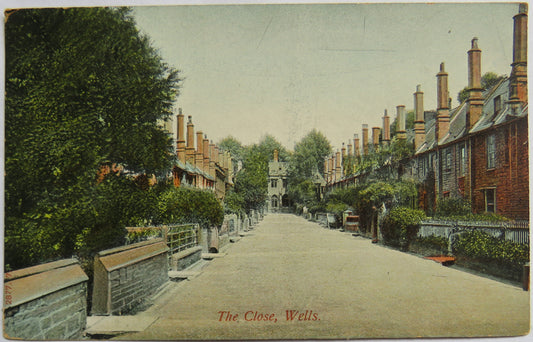 Vintage Postcard of The Close, Wells