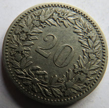 Load image into Gallery viewer, 1891 Switzerland 20 Rappen Coin
