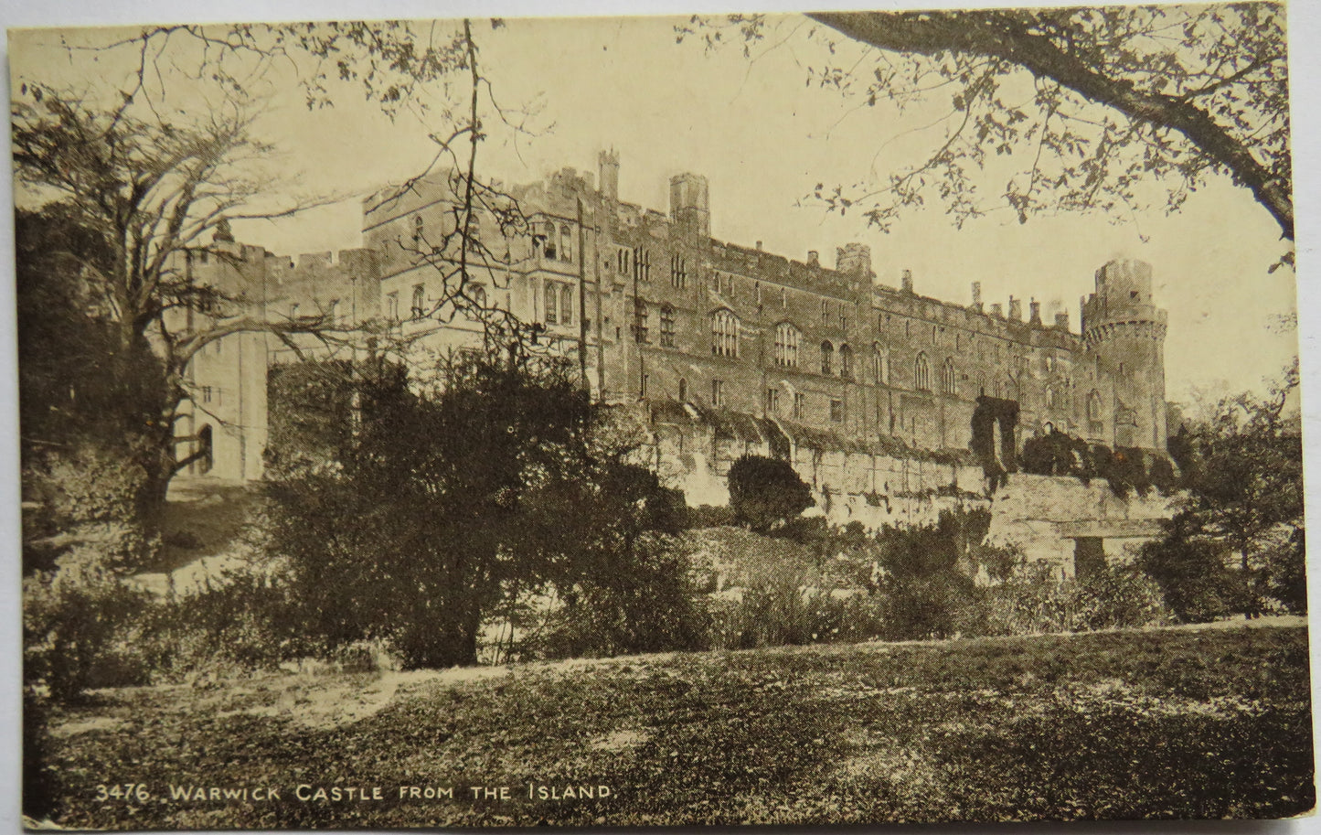Vintage Postcard of Warwick Castle from the Island
