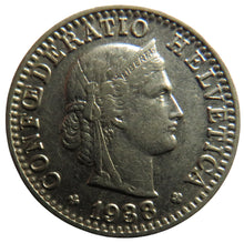 Load image into Gallery viewer, 1938 Switzerland 20 Rappen Coin
