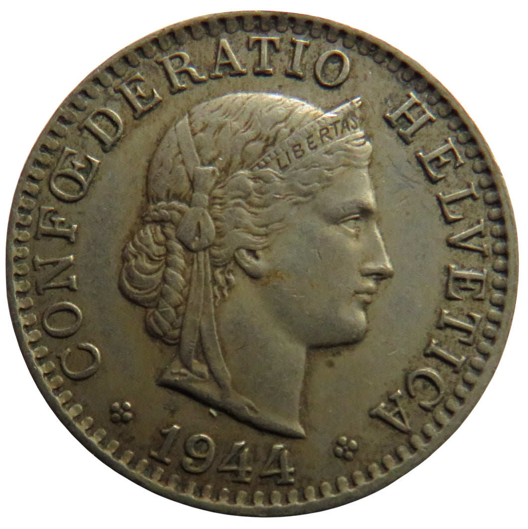 1944 Switzerland 20 Rappen Coin