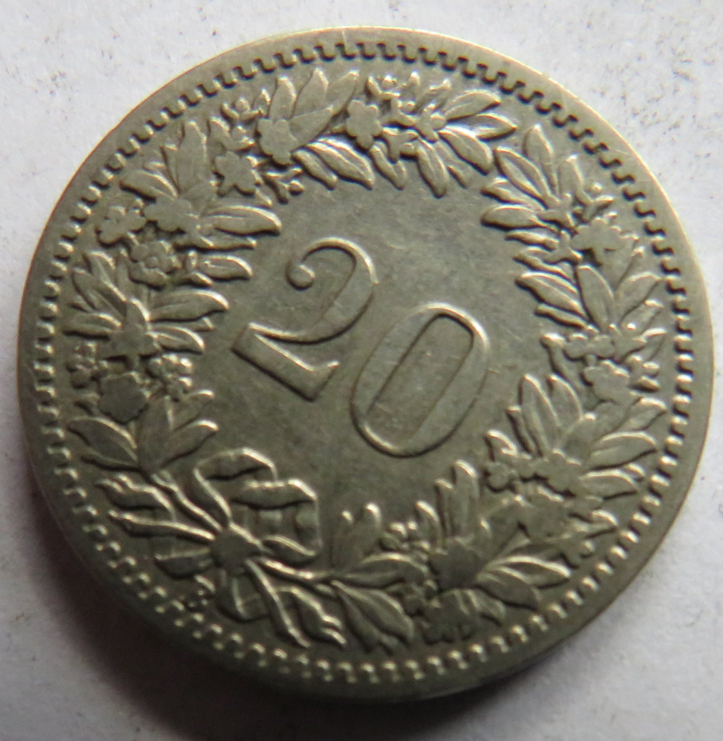 1885 Switzerland 20 Rappen Coin
