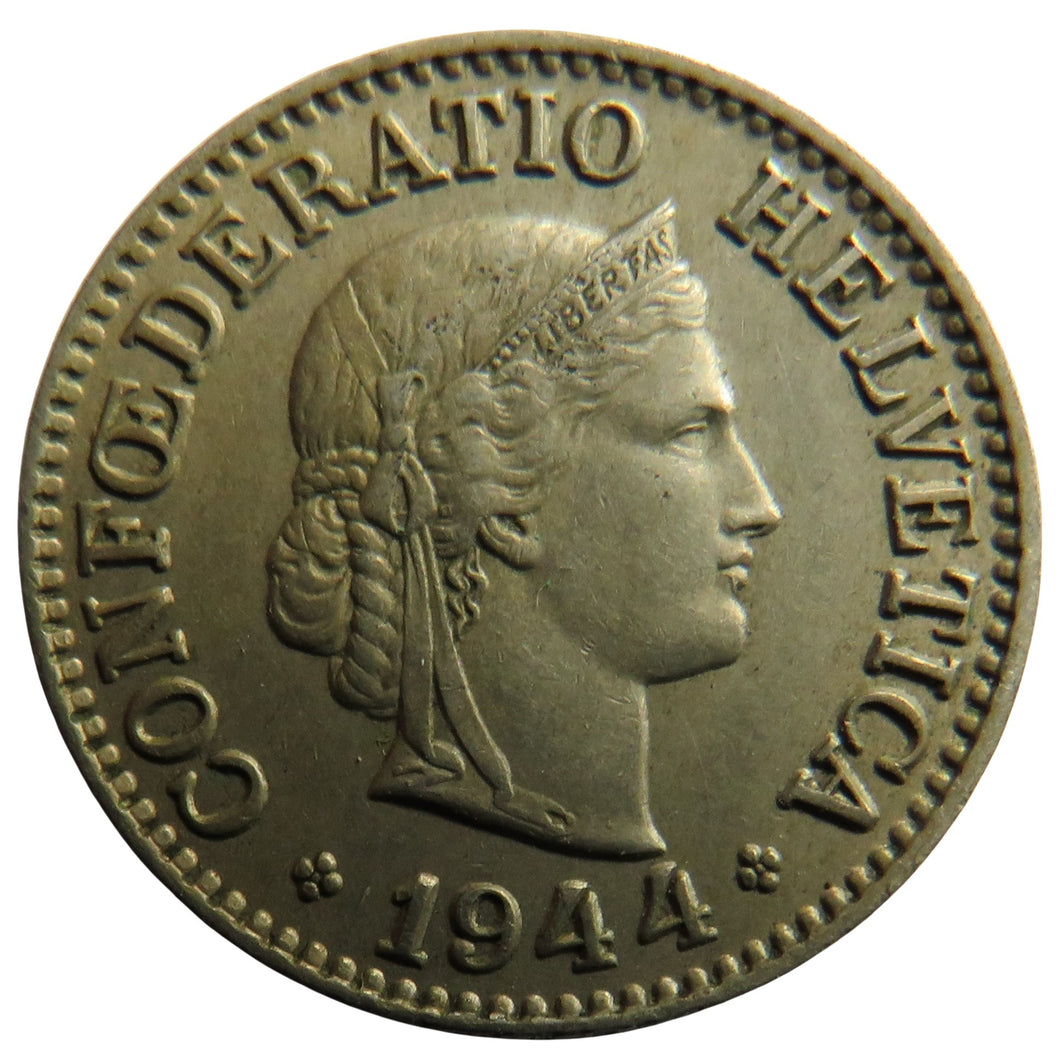 1944 Switzerland 10 Rappen Coin