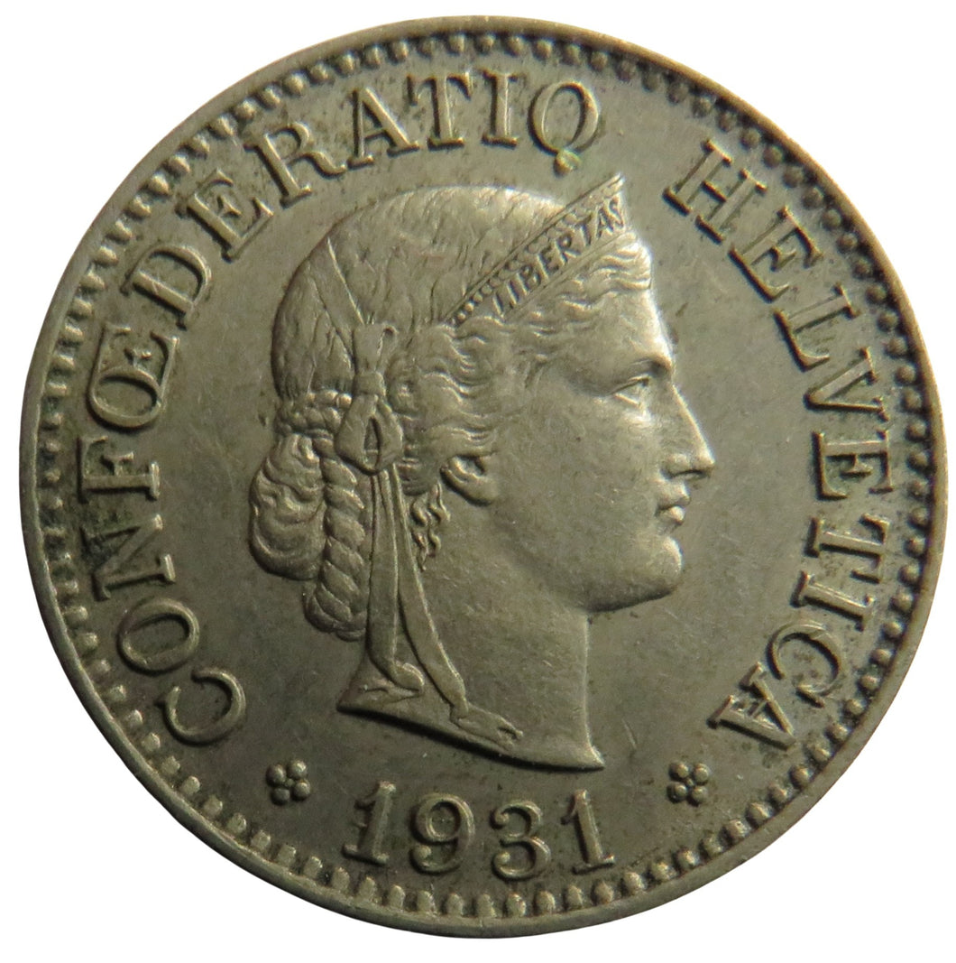 1931 Switzerland 10 Rappen Coin