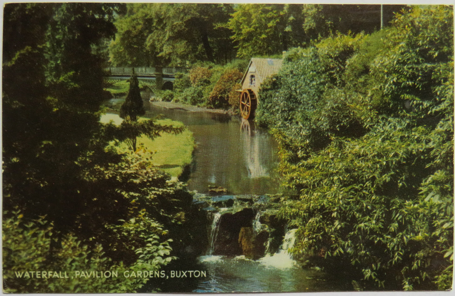 Vintage Postcard of Waterfall, Pavilion Gardens, Buxton