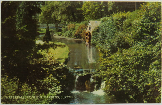 Vintage Postcard of Waterfall, Pavilion Gardens, Buxton