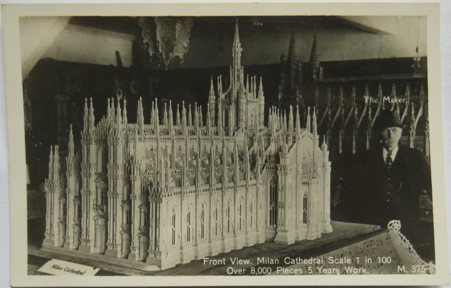 Vintage Postcard of Front View, Milan Cathedral Scale 1 in 100, over 8,000 Pieces, 5 Years of Work