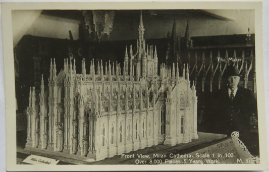 Vintage Postcard of Front View, Milan Cathedral Scale 1 in 100, over 8,000 Pieces, 5 Years of Work