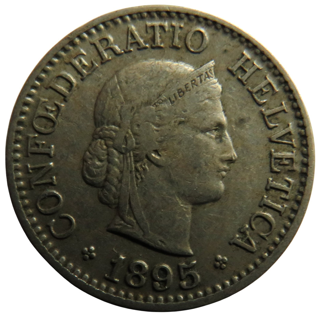 1895 Switzerland 10 Rappen Coin