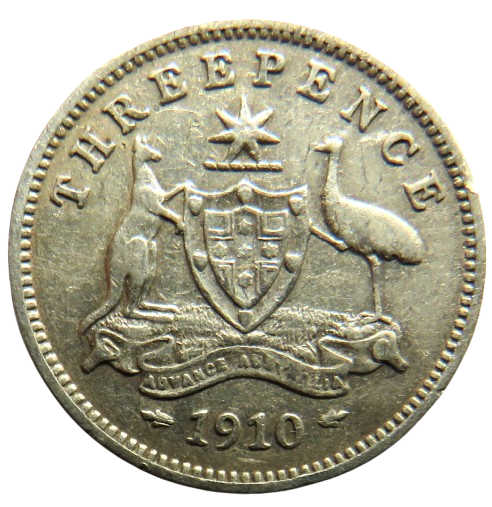 1910 King Edward VII Australia Silver Threepence Coin