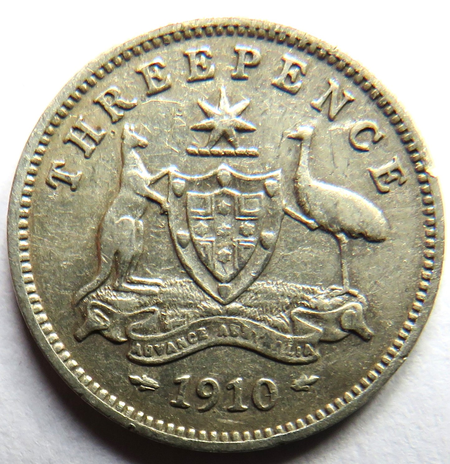 1910 King Edward VII Australia Silver Threepence Coin