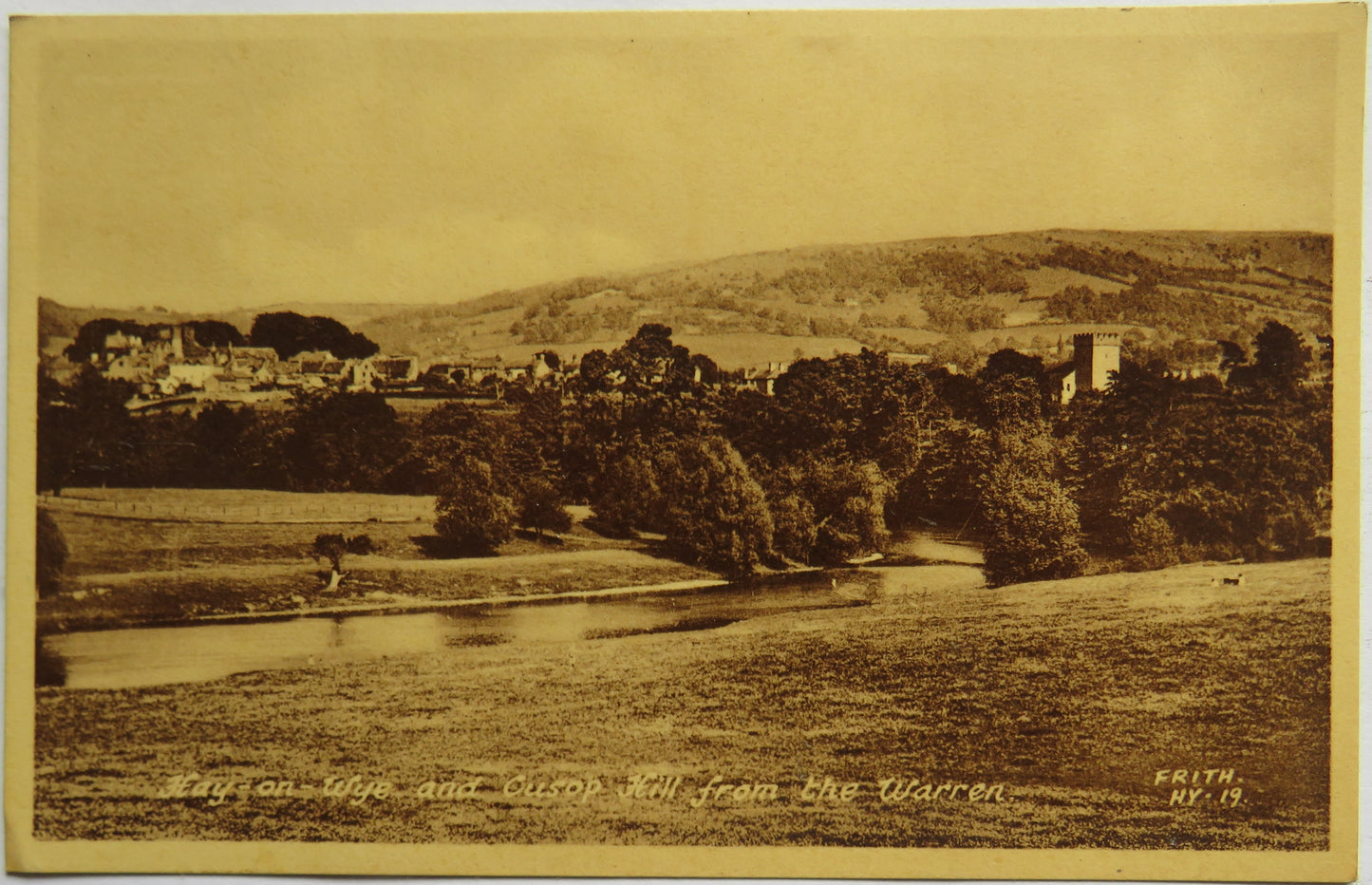 Vintage Postcard of Hay-on-Wye and Cusop Hill from the Warren