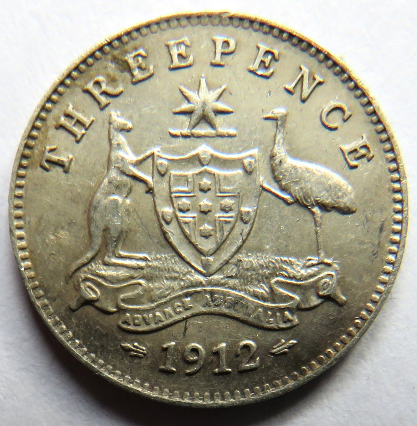 1912 King George V Australia Silver Threepence Coin