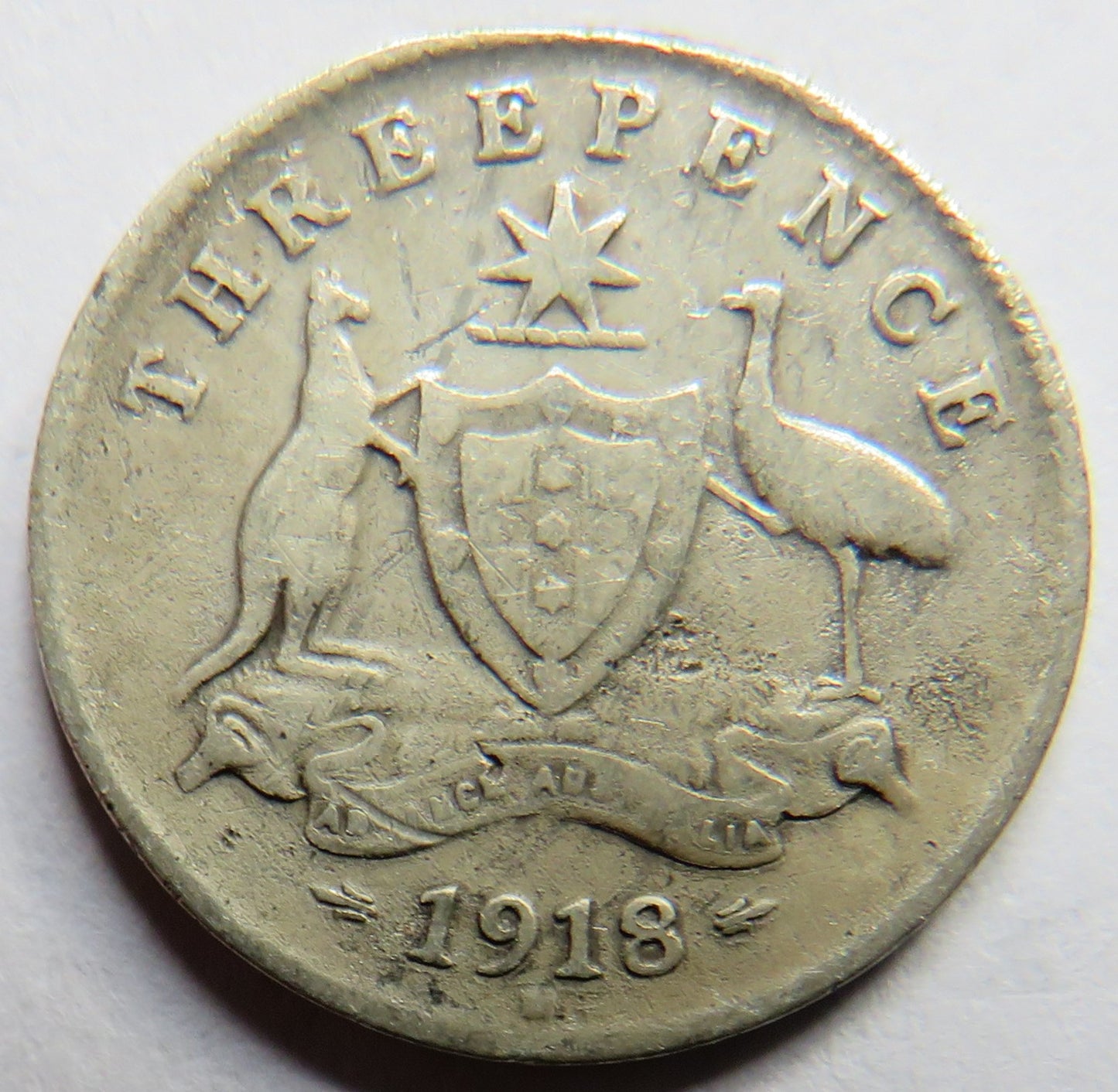 1918 King George V Australia Silver Threepence Coin