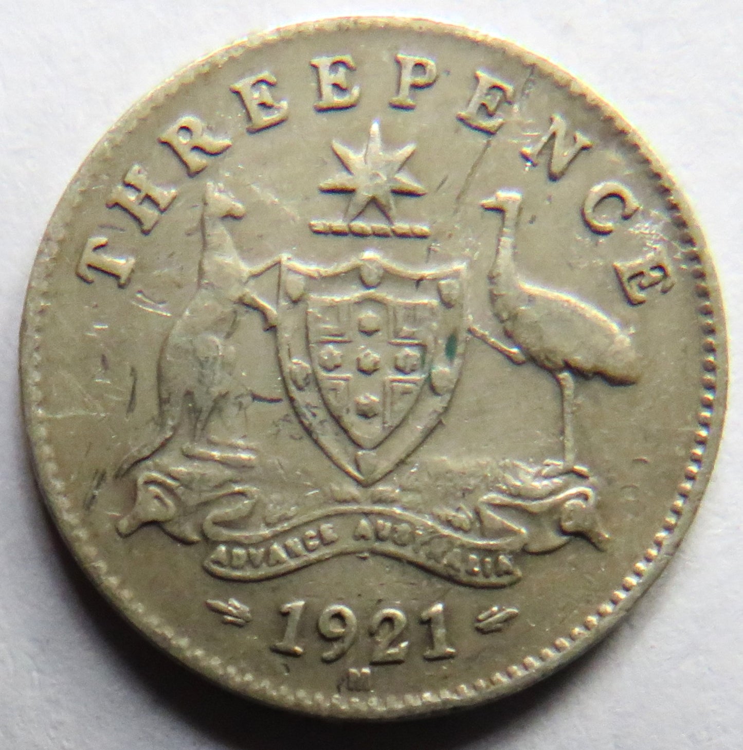 1921 King George V Australia Silver Threepence Coin