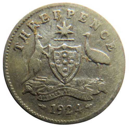 1924 King George V Australia Silver Threepence Coin