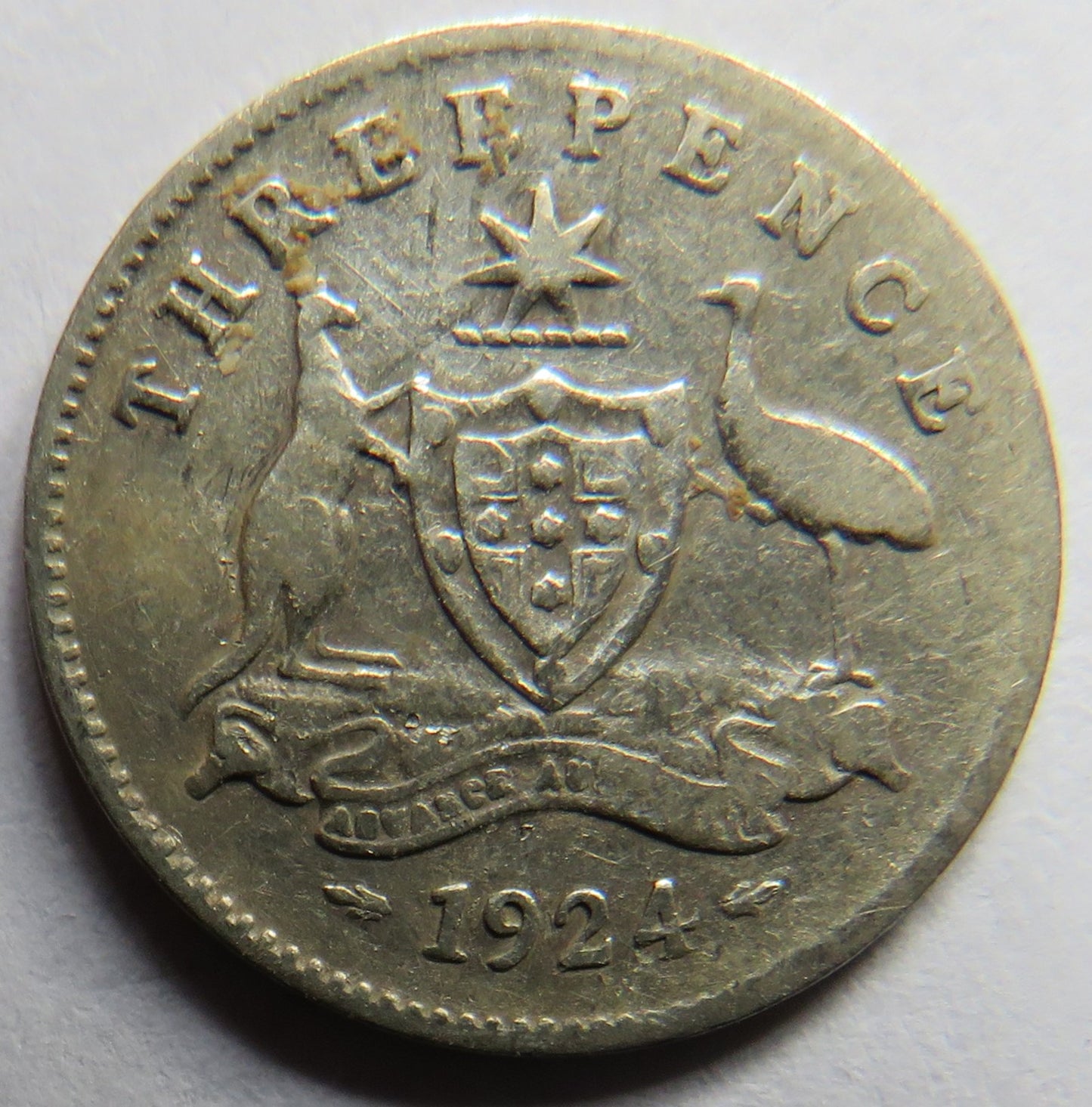 1924 King George V Australia Silver Threepence Coin