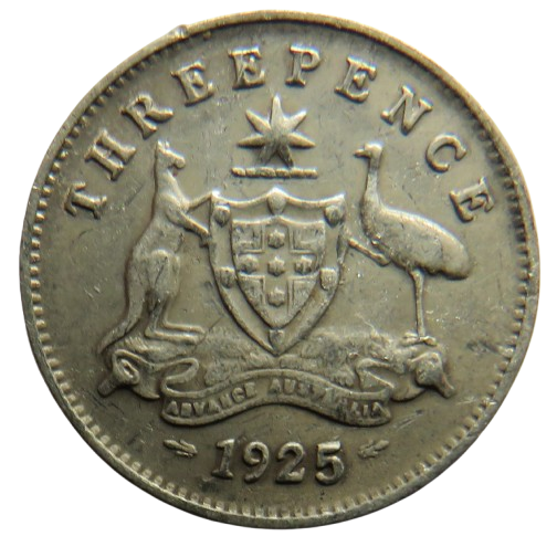 1925 King George V Australia Silver Threepence Coin