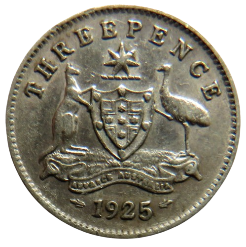 1925 King George V Australia Silver Threepence Coin