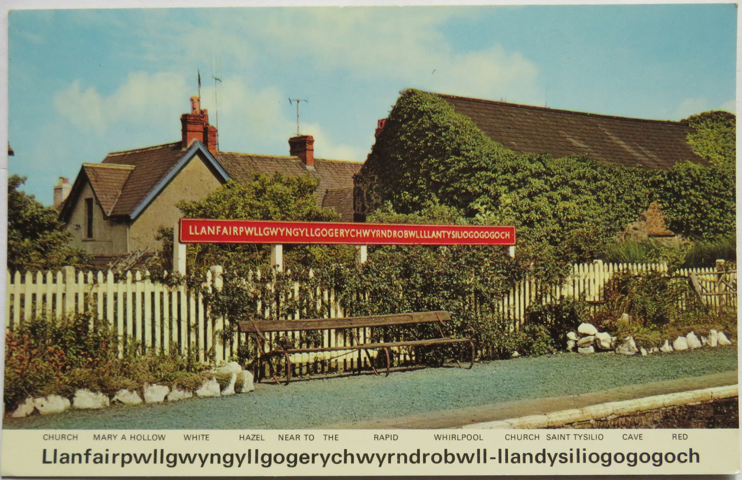 Vintage Postcard of Llanfairpwllgwyngyllgogerychwyrndrobwll-llandysiliogogogoch Railway Platform