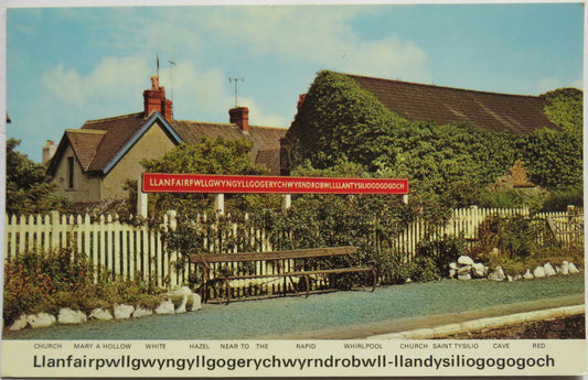 Vintage Postcard of Llanfairpwllgwyngyllgogerychwyrndrobwll-llandysiliogogogoch Railway Platform