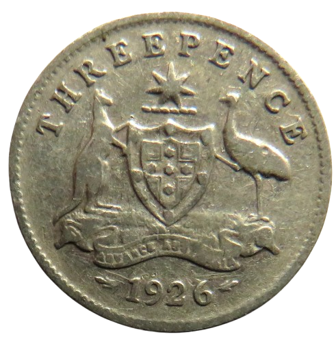 1926 King George V Australia Silver Threepence Coin