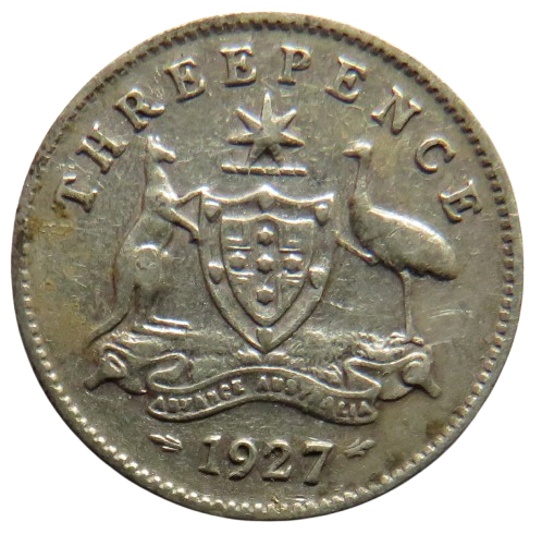 1927 King George V Australia Silver Threepence Coin