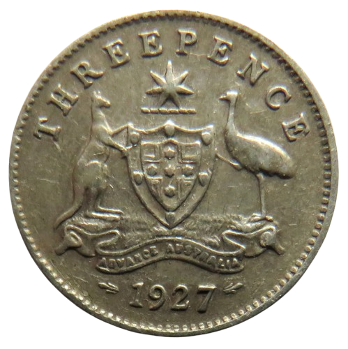 1927 King George V Australia Silver Threepence Coin