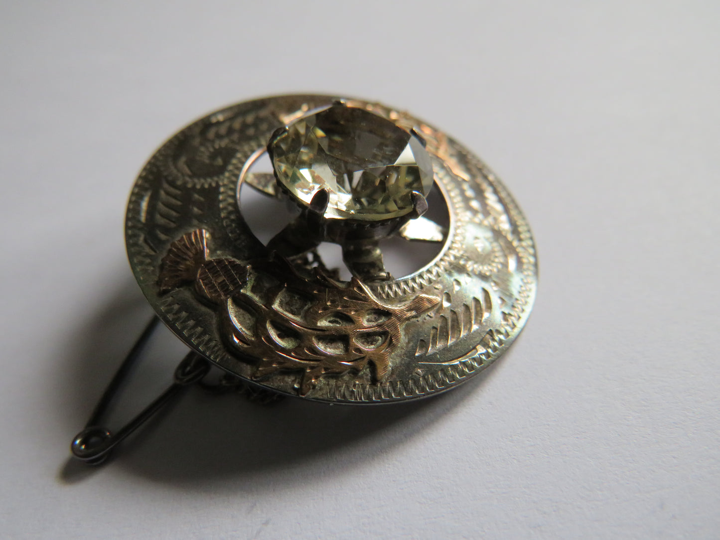 A Good Quality Scottish Sterling Silver Ladies Brooch Thistle Decoration