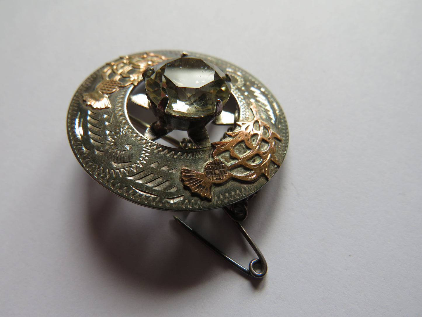 A Good Quality Scottish Sterling Silver Ladies Brooch Thistle Decoration