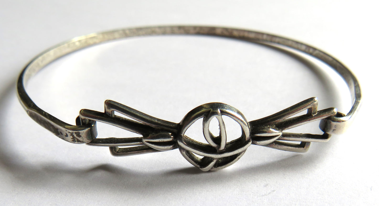 Ladies Sterling Silver Bangle In The Style of Charles Rennie Mackintosh