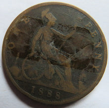 Load image into Gallery viewer, 1888 Queen Victoria Bun Head One Penny Coin - Great Britain
