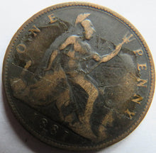 Load image into Gallery viewer, 1881-H Queen Victoria Bun Head One Penny Coin - Great Britain
