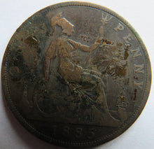 Load image into Gallery viewer, 1885 Queen Victoria Bun Head One Penny Coin - Great Britain
