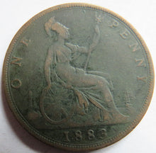 Load image into Gallery viewer, 1883 Queen Victoria Bun Head One Penny Coin - Great Britain
