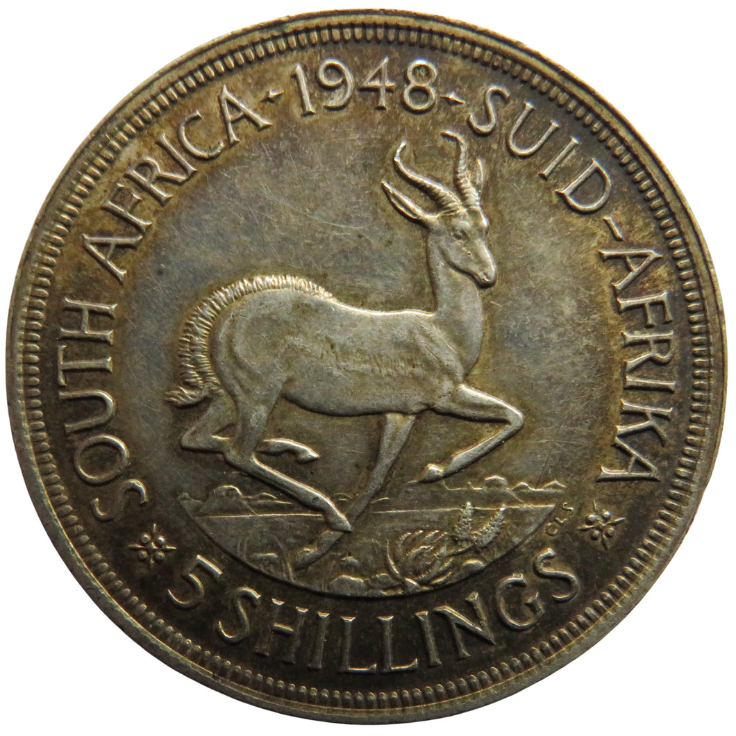 1948 King George VI South Africa Silver 5 Shillings Coin