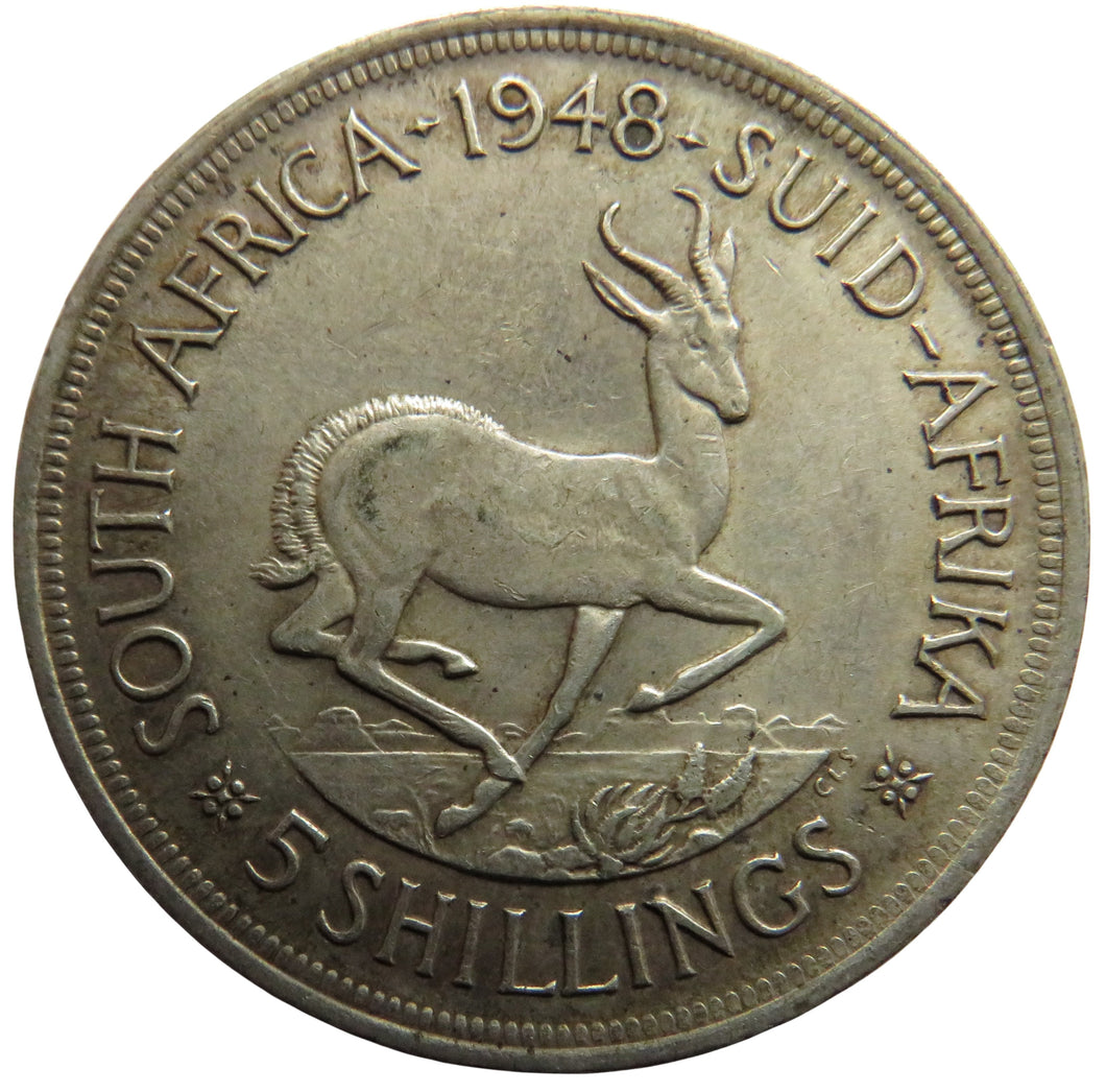 1948 King George VI South Africa Silver 5 Shillings Coin